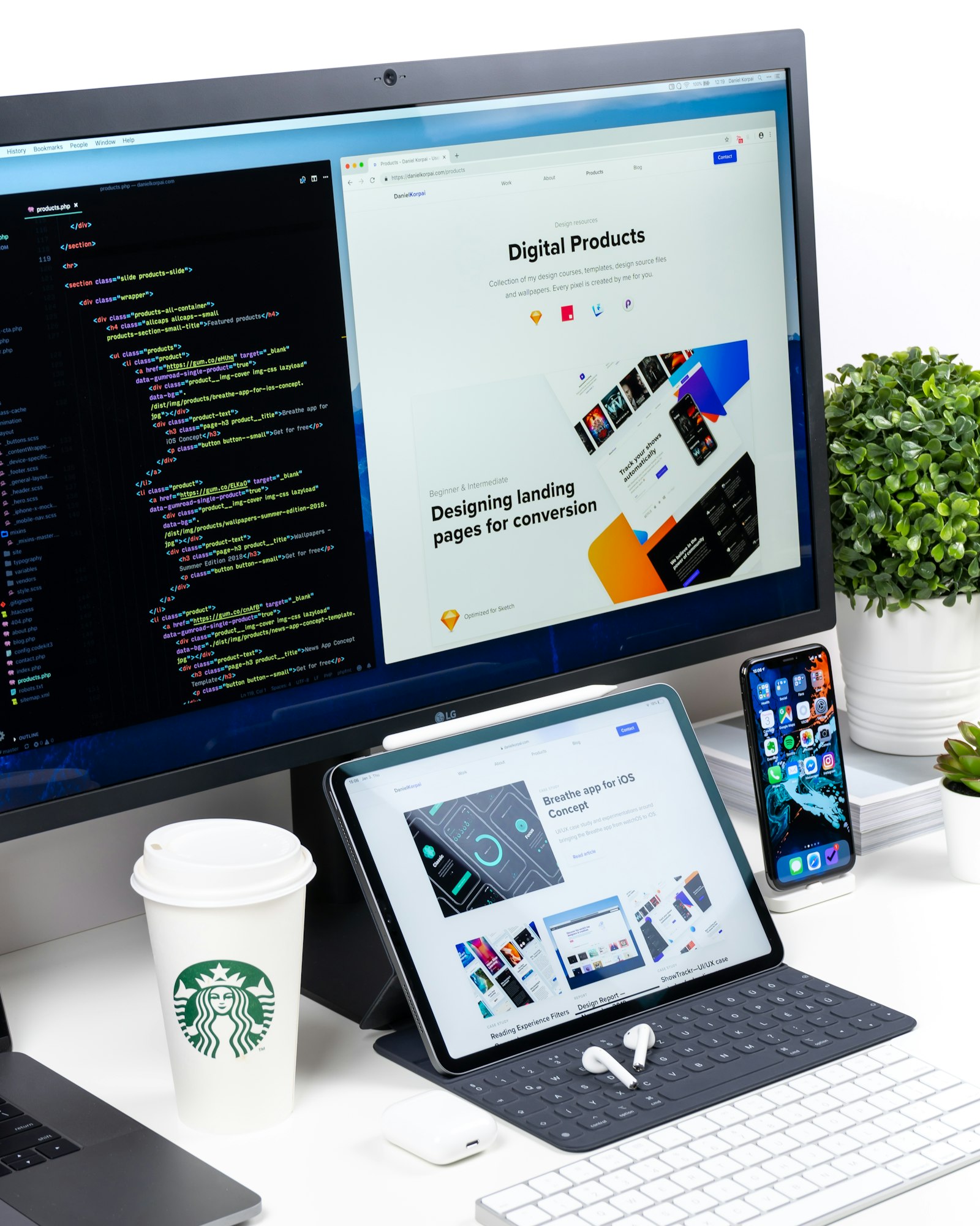 Website navigation menu bar visible on a designer's desktop screen while planning a small business site structure