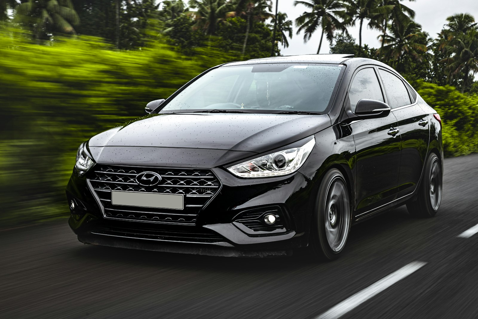 A car being driven on the road during a test drive